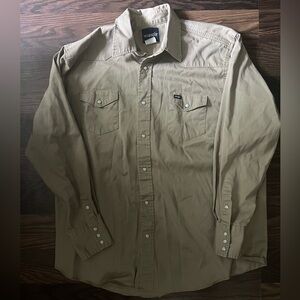 Wrangler Men’s 2x Pearl Snap Khaki Button Down
